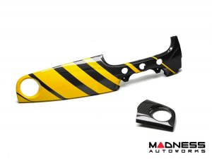 FIAT 500 Custom Dashboard - Carbon Fiber - Yellow Stripes - RHD
